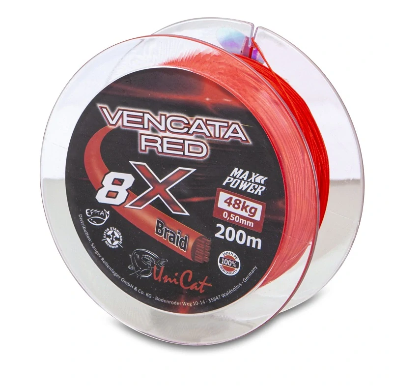 Uni Cat šnúra 8 X Vencata Red 0,37mm 200m 34kg