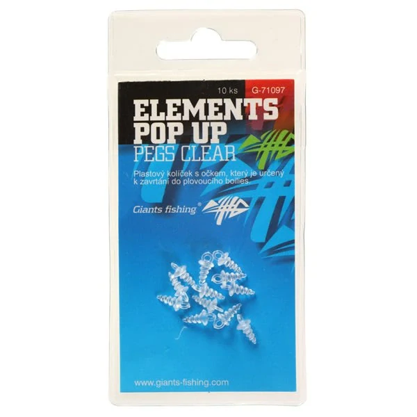 Držiak nástrahy Elements Pop-Up Pegs Clear, 10ks