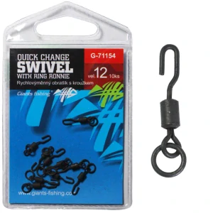 Giants fishing Rýchlovýmenný obratlík s krúžkom Quick Change Swivel with Ring Ronnie, vel.12/10ks