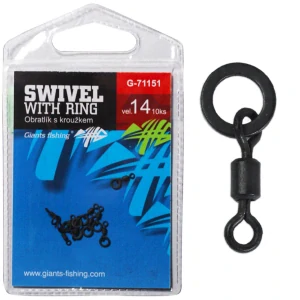 Obrovský rybářský Obratlík s kroužkom Swivel s kruhom, veľ.14/10ks