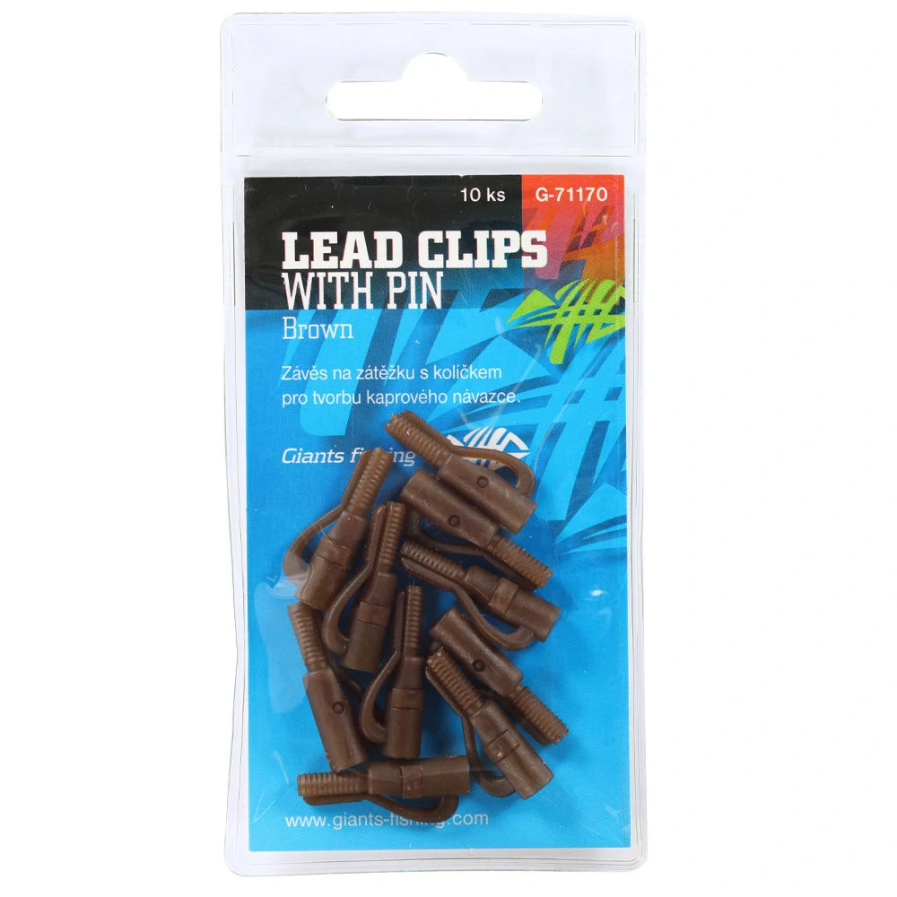 Giants fishing Záves na bočné olovo Lead Clip with Pin Hnedá/10ks